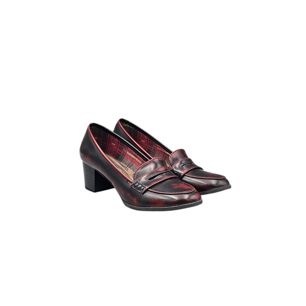 American Eagle Womens Size 9.5 EUC VTG Y2K Burgundy Rub Off Heeled Penny Loafers